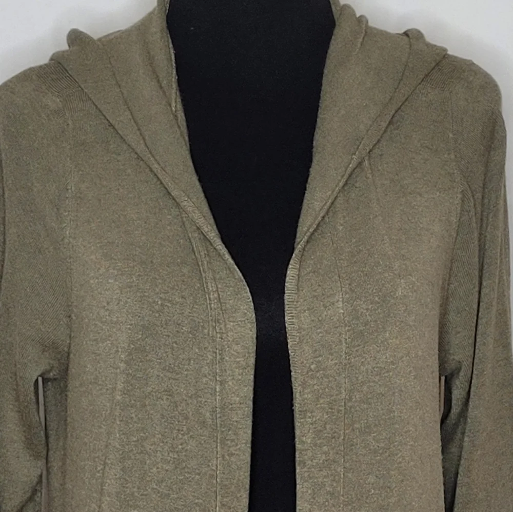 Eileen Fisher Jersey Knit Open-Front Hooded Cardigan - Size PL